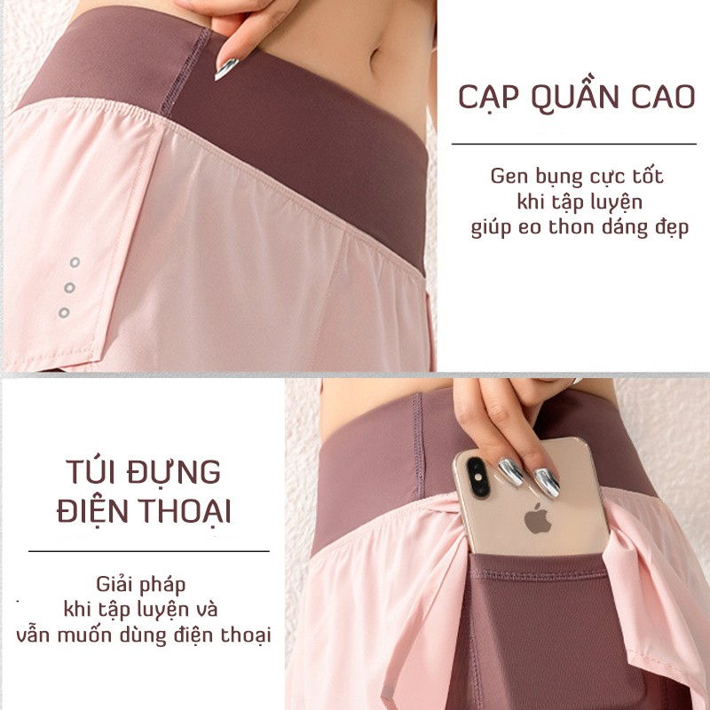 Quần short nữ cạp cao 2 lớp Louro QF36, kiểu quần tập yoga, gym, zumba, thông thoáng, co giãn 4 chiều