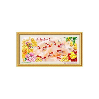 Tranh Đính Đá Cửu Ngư Quần Hội KT:130x63cm-180x85cm