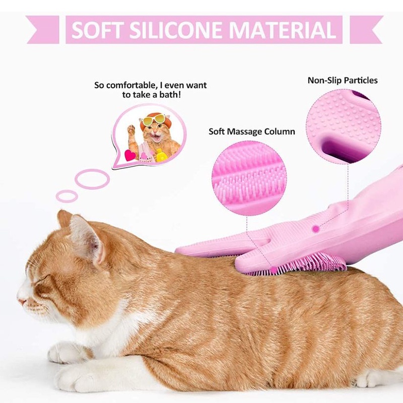 Găng Tay Silicone Chống Thấm Nước 27 Chỗ Vệ Sinh Cho Thú Cưng