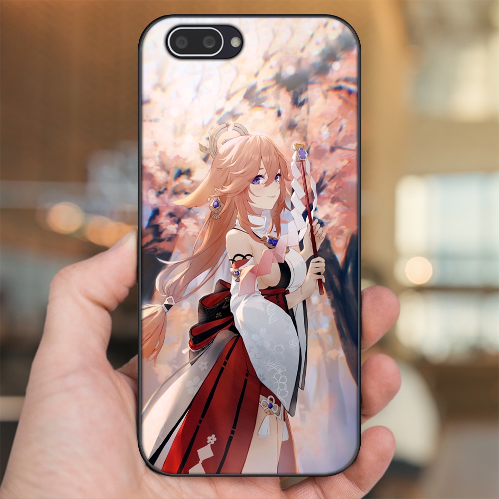 Ốp lưng Oppo A3S viền đen in hình Yae Miko Genshin Impact