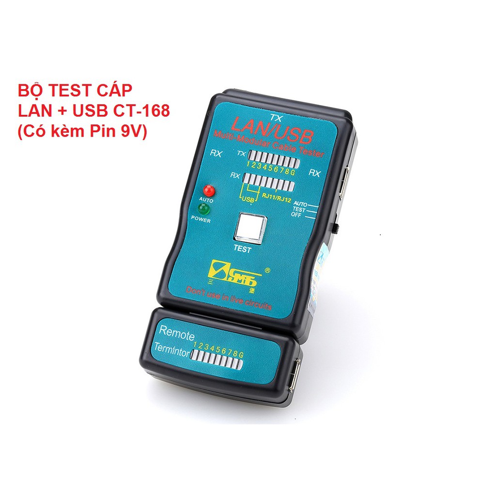 BỘ TEST CÁP LAN + USB CT-168 (Có kèm Pin 9V)