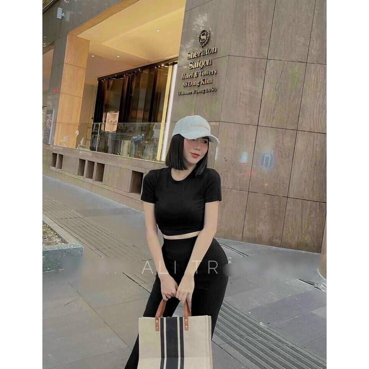 Set Bộ Nữ Sang Chảnh Áo Croptop Phối Quần Ống Loe Phong Cách Hiện Đại Kèm Ảnh Thật Thời Trang Nữ Minh Phúc