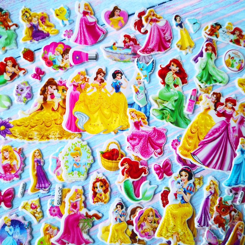 ★ Hình Dán Đồ Chơi Công Chúa Disney Q-2 DIY ★ 1 Tấm Hình Dán 3D Hoạt Hình (8 Kiểu Dáng)