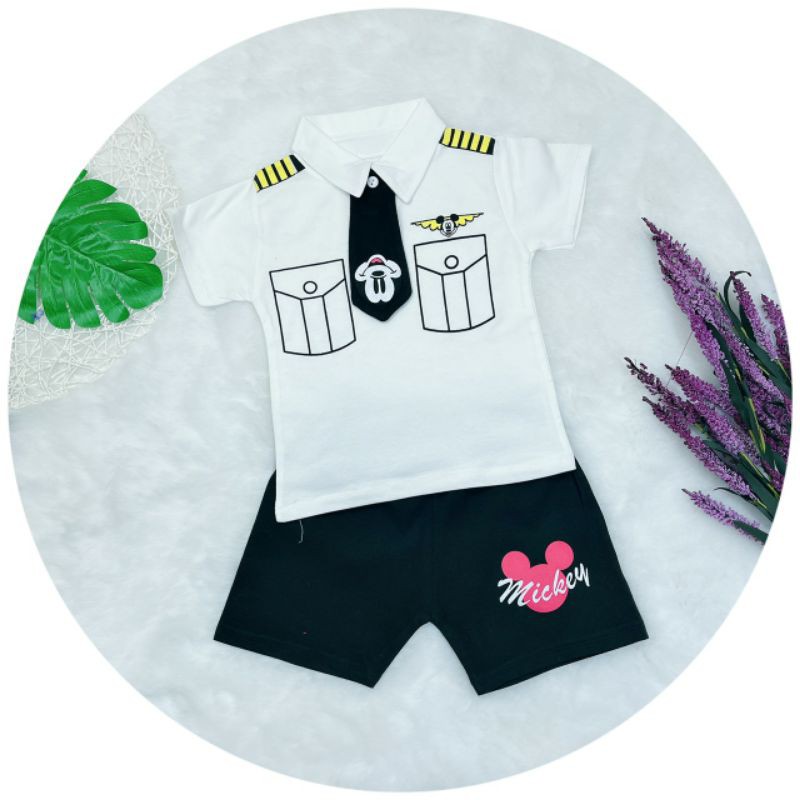 Bộ đồ cho bé trai chất coton co giãn 4 chiều mẫu POLIS từ 7-18kg