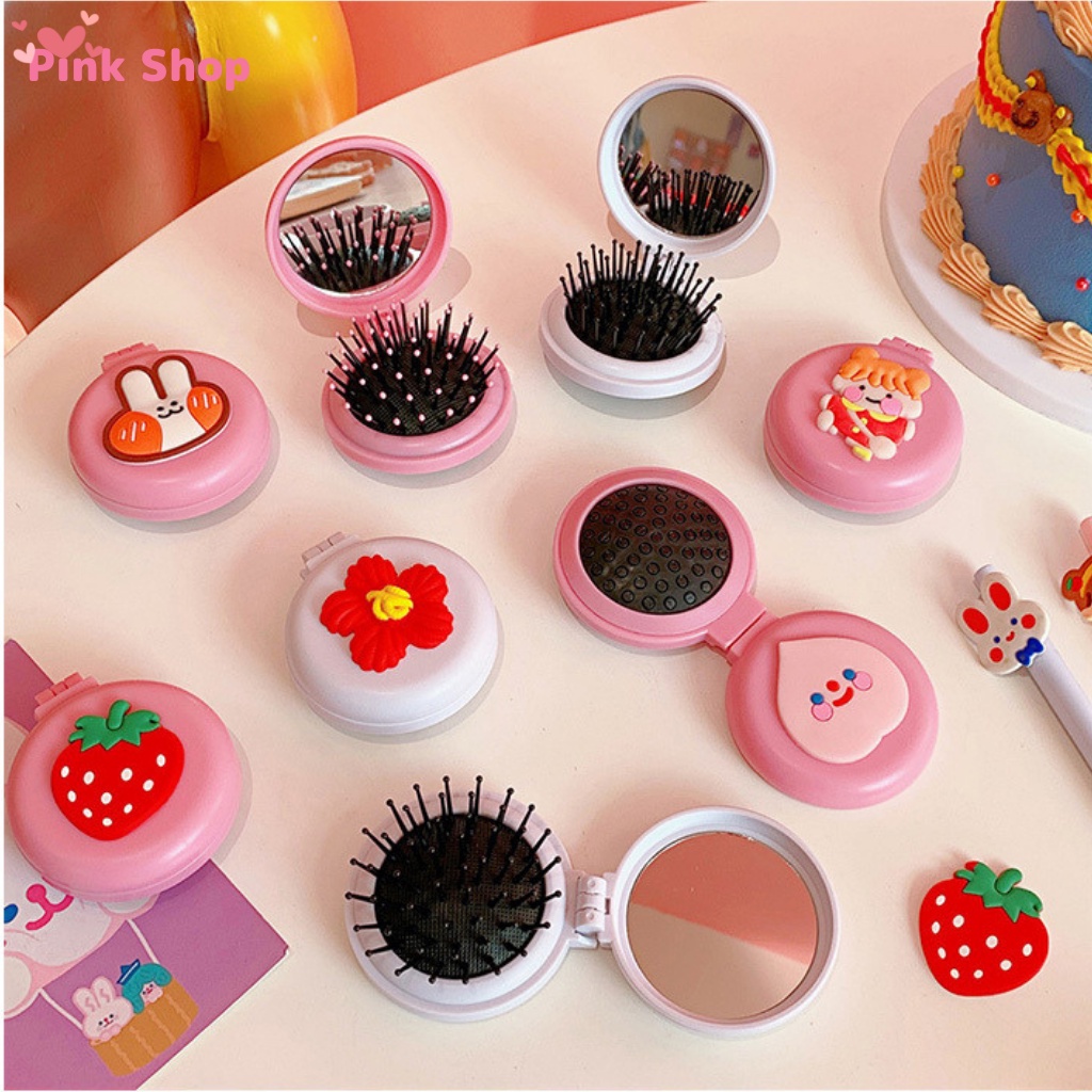 Gương mini kèm lược Pinkshop mini cầm vừa tay, dễ thương