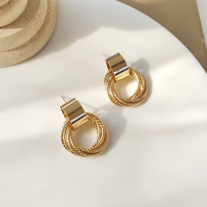 Bông Tai Mạ Bạc 925 Dáng Ngắn Nhiều Lớp Đơn Giản Thời Trang 0306-5