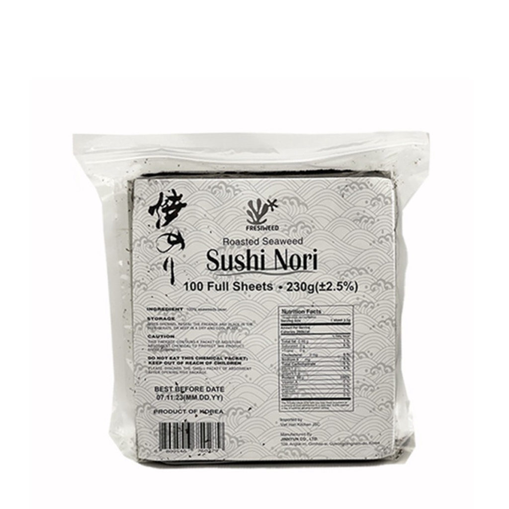 Combo 3 Gói Rong Biển Cuộn Cơm ăn liền Yaki Nori Cuộn Gimbab 100 lá Fresiweed Hàn Quốc FENNC