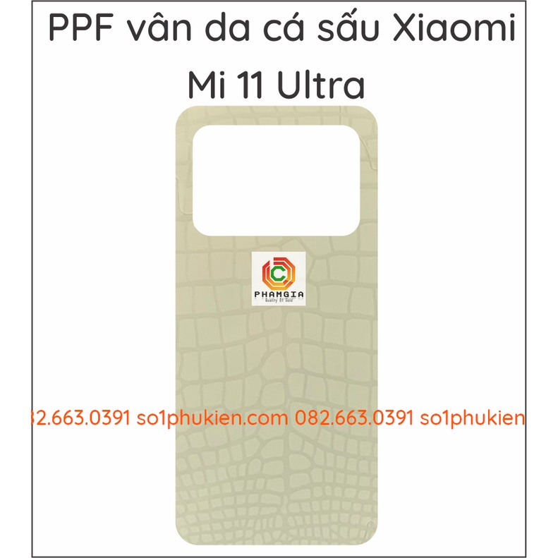 Dán PPF dẻo Xiaomi Mi 11 Ultra loại nhám, trong, da cá sấu dành cho màn hình, mặt lưng, full body lưng viền