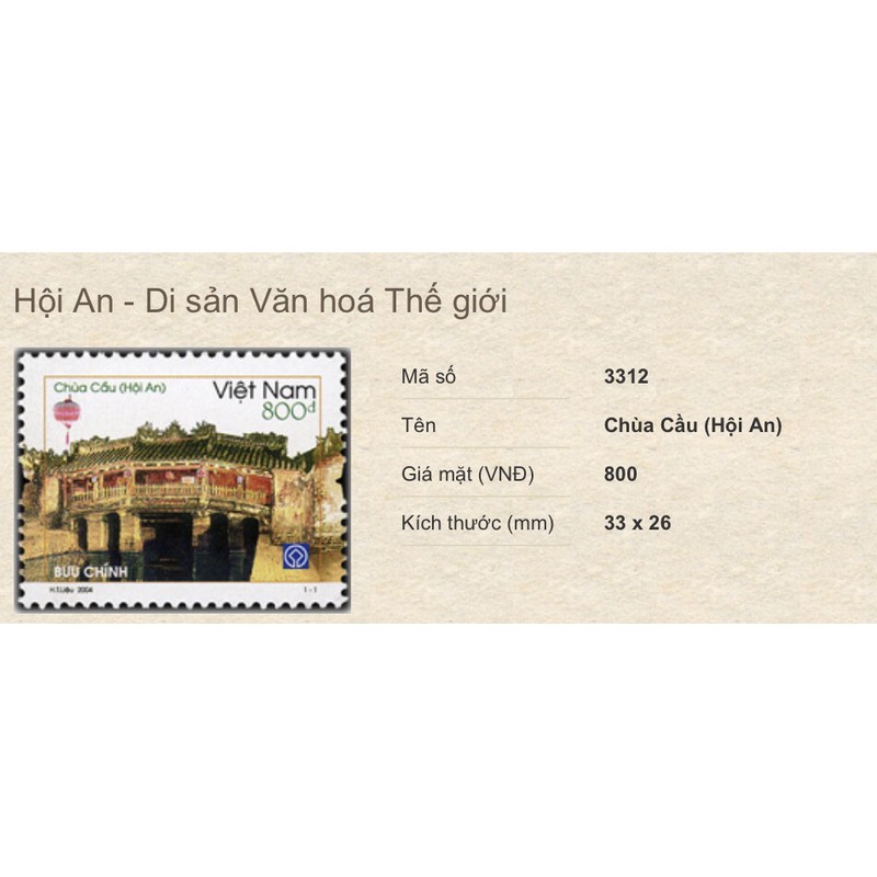 Tem sưu tập  - Hội An- Di sản Văn hoá thế giới ( Chùa Cầu) 2004