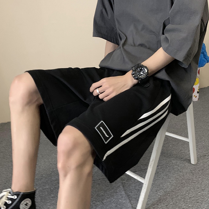 Quần Short Thể Thao Ống Rộng Họa Tiết Kẻ Sọc Thời Trang Hong Kong Cho Nam