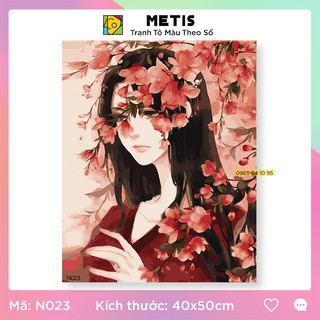Tranh tô màu theo số metis tranh nàng thơ mộng mơ dễ tô n023