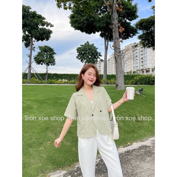 Áo BLAZER NGẮN TAY Tròn Xoe Shop 2 túi thật , Croptop , blazer phong cách công sở 1 lớp style Hàn Quốc mẫu shop chụp | BigBuy360 - bigbuy360.vn