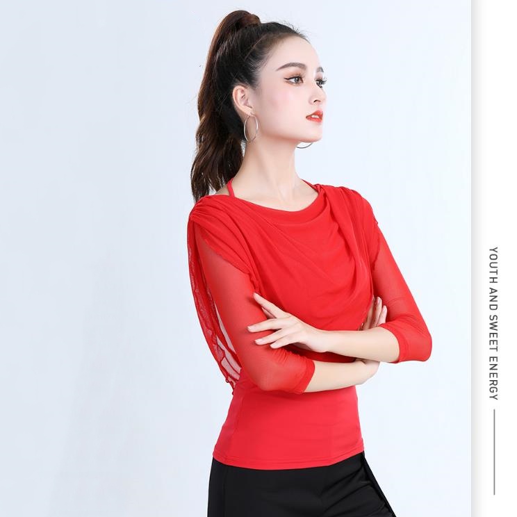 Áo Khiêu Vũ Latin Tay Lửng Thiết Kế Mới Cao Cấp Thời Trang Dành Cho Nữ