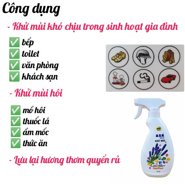 Xịt khử mùi ASA hương lavender chai 350ml