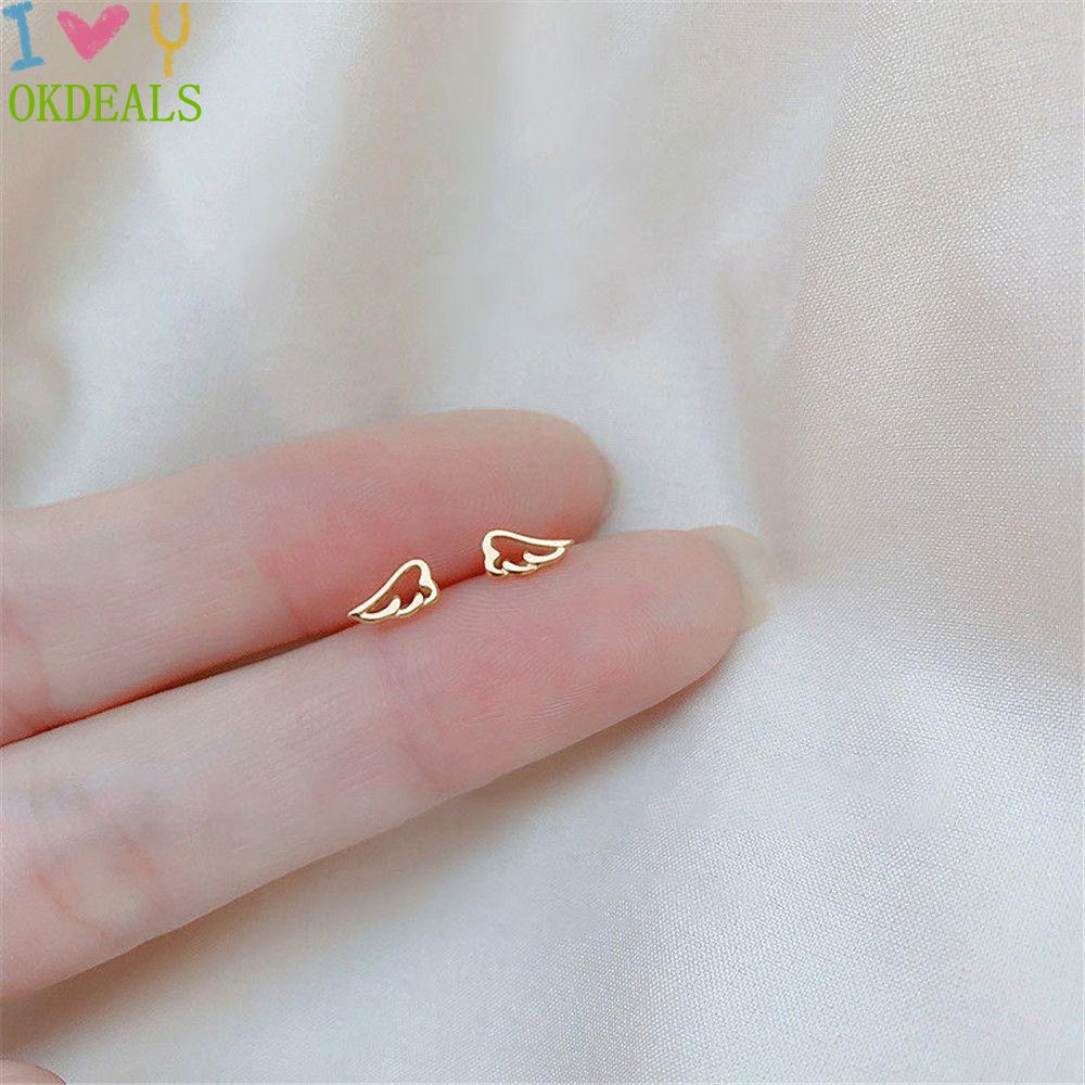 Okdeals Khuyên Tai Hình Cánh Thiên Thần Mini Đơn Giản Nhiều Màu Thời Trang Hàn Quốc Đơn Giản Cho Nữ