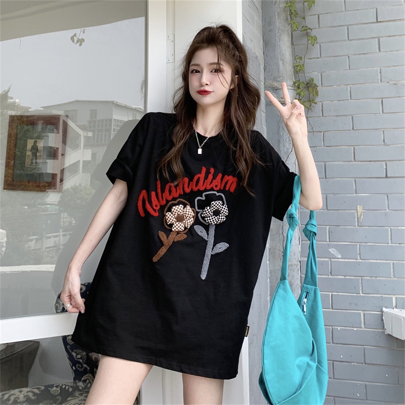 SUXI Áo Thun Thể Thao Tay Ngắn Cổ Tròn Dáng Rộng In Hoa Kiểu Đường Phố Đơn Giản Thời Trang Mùa Hè Cho Nữ