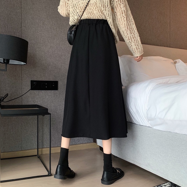 SUXI Chân Váy Chữ A Lưng Cao Màu Sắc Đơn Giản Thời Trang Cho Nữ