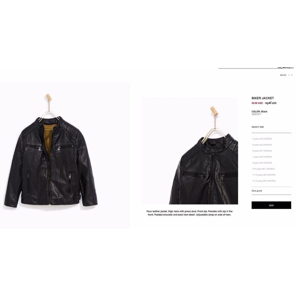 Freeship 99k TQ_Áo khoác da Zara cho bé trai