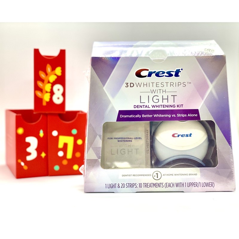 Siêu Phẩm CREST 3D Whitening Kit (Đèn + Miếng Dán) Cực Trắng + Cực Đã