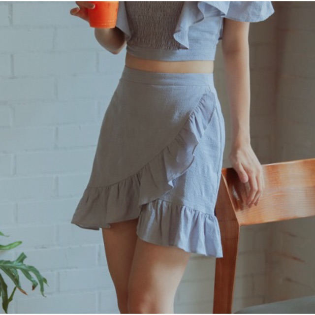 [MOMOCO] Chân váy nữ vạt chồng gấu bèo