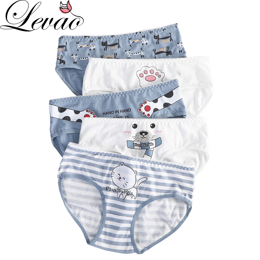 Quần lót LEVAO thoáng khí in họa tiết hoạt hình dễ thương cho nữ