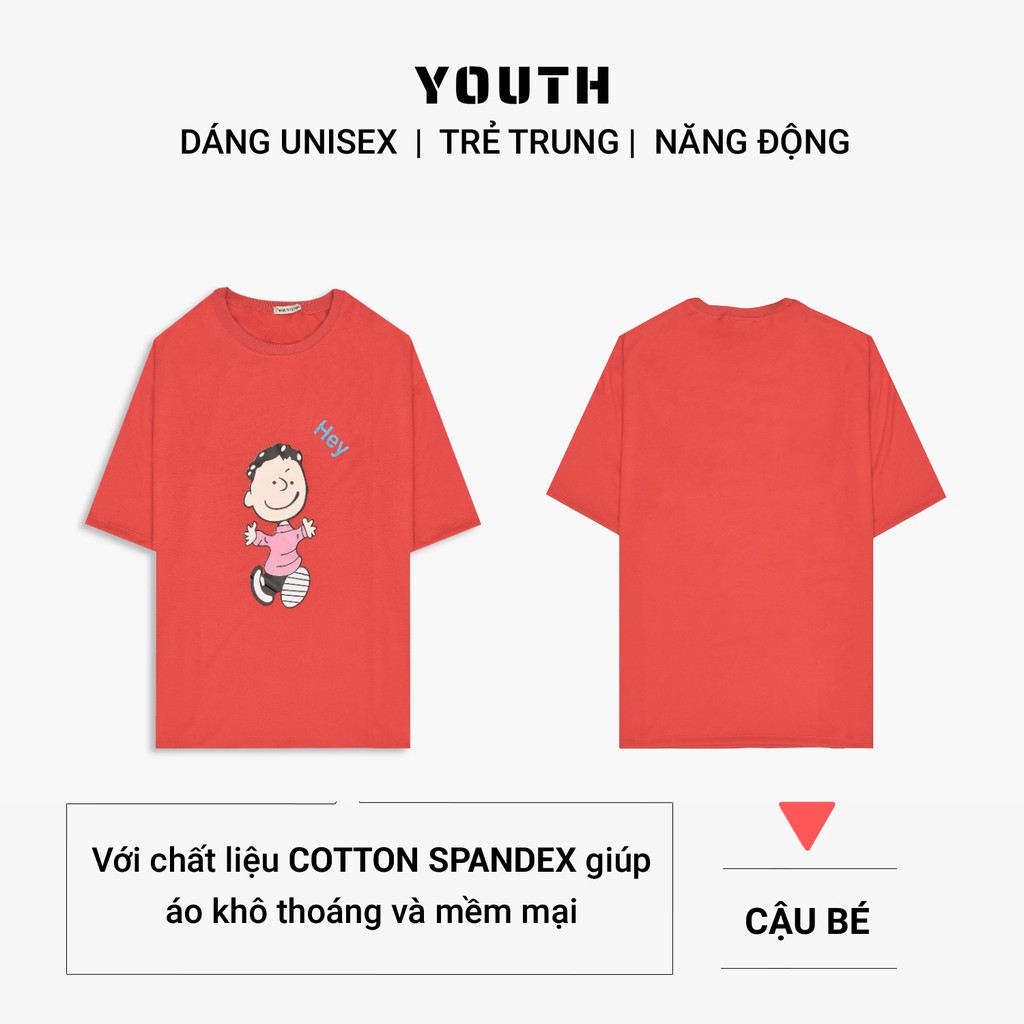 Áo thun nam nữ unisex YOUTH form rộng cổ tròn tay lỡ vải Cotton xịn FreeSize(38-65Kg) - Cậu Bé Hey - AP64