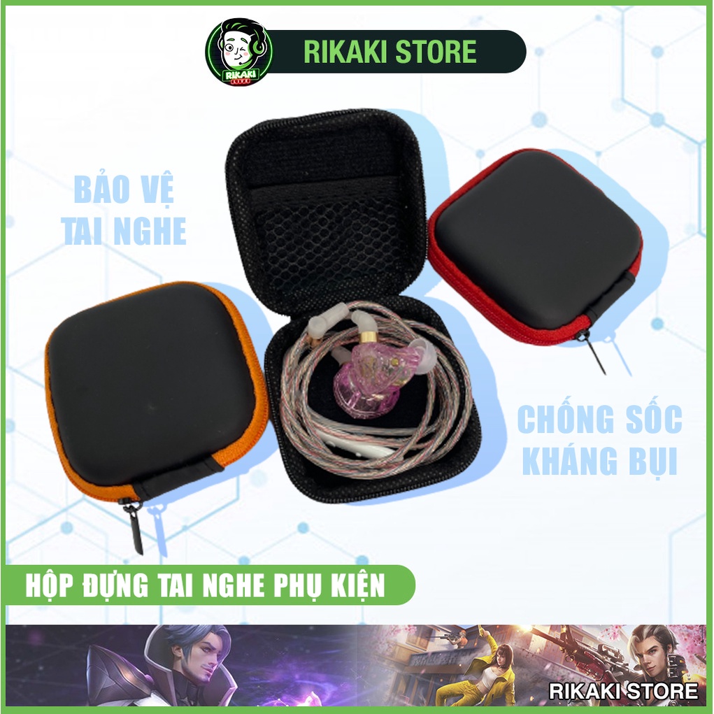 Hộp Đựng Tai Nghe Phụ Kiện Cáp Sạc Điện Thoại - Bao Đựng Phụ Kiện Cá Nhân Kích Cỡ 8x8 Vuông Màu Ngẫu Nhiên
