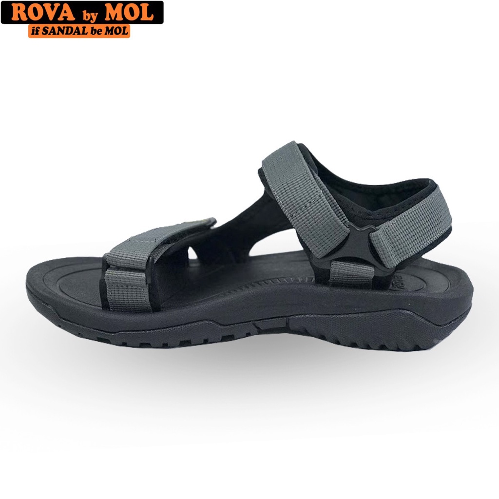 Giày sandal nam hiệu Rova siêu bền quai ngang đế cao su quai dù đi làm đi học màu xám mã RV866