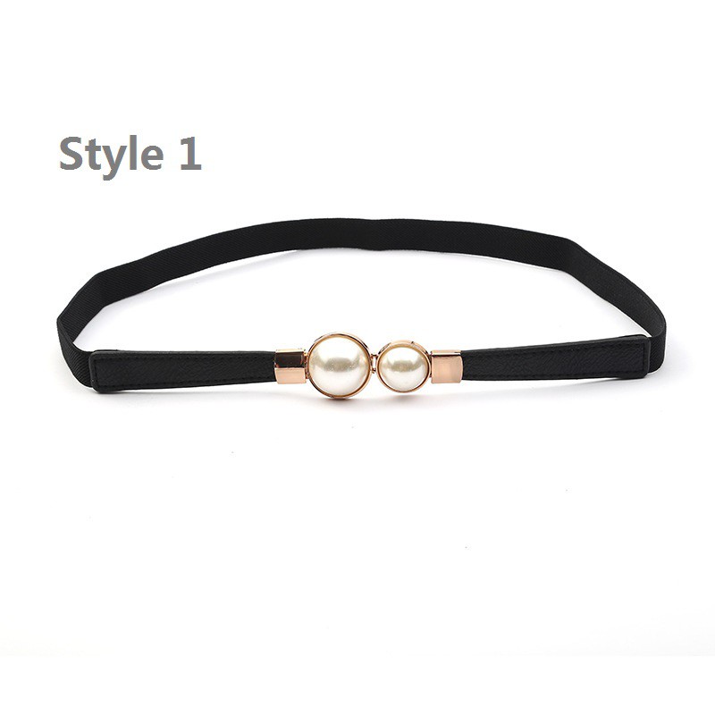 Thắt lưng co giãn đính hạt giả ngọc trai