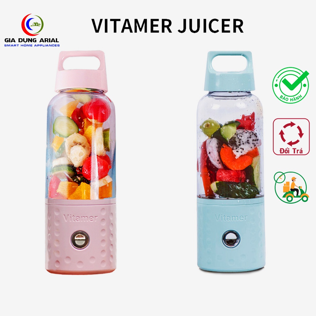 [CÓ BẢO HÀNH] Máy Xay Sinh Tố Cầm Tay Đa Năng Vitamer Dung Tích 500ml Bảo Hành 12 Tháng