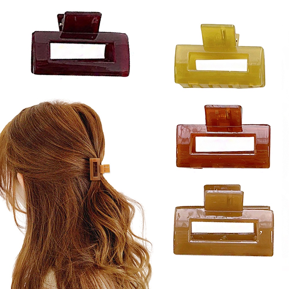 Set 2 Kẹp Tóc Nhựa 4 * 2.5cm Màu Thạch Thanh Lịch Và Đơn Giản Cho Nữ