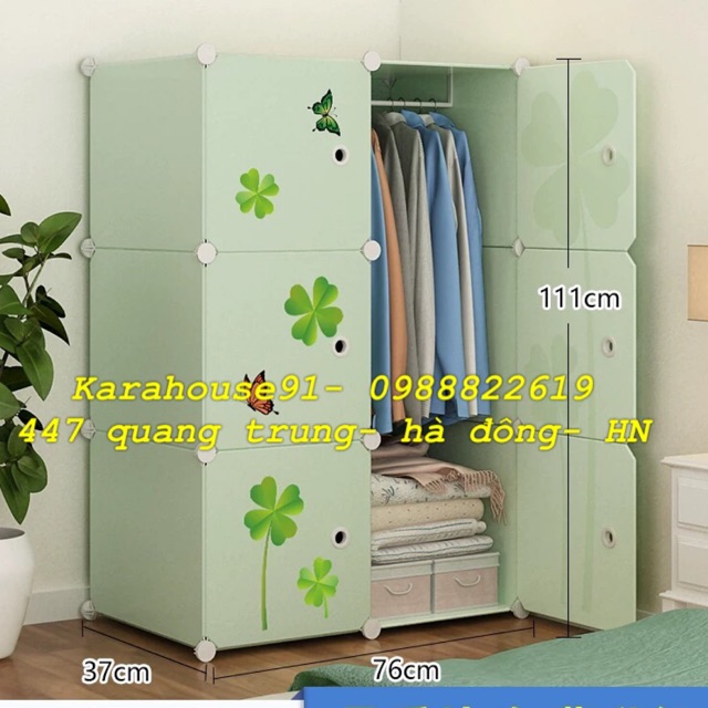 TỦ NHỰA GHÉP- TỦ QUẦN ÁO- TỦ NHỰA 6 Ô. Tặng kèm 1 treo đồ