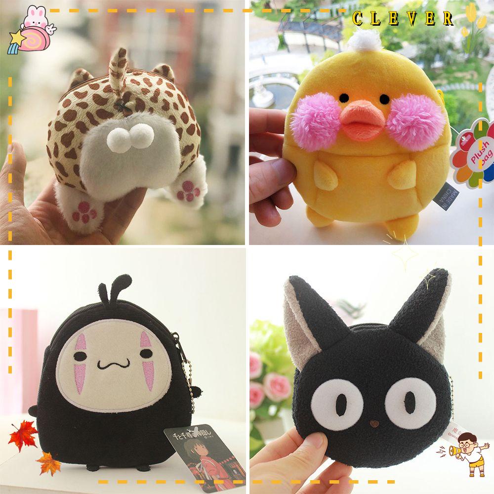 Ví Nhỏ Đựng Tiền Xu / Tai Nghe / Dây Cáp Hình Hoạt Hình Nhồi Bông Dễ Thương Có Khóa Kéo Cho Bé