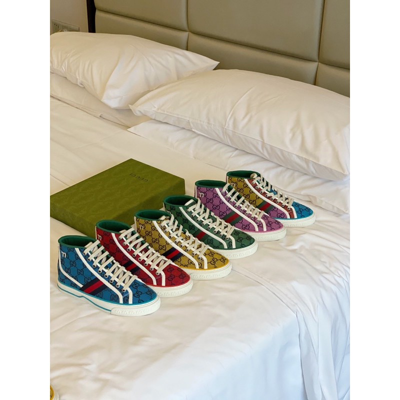 Giày thể thao cổ cao của nam cao cấp Gucci GG Arrival Gucci tennis 1977 x Disney