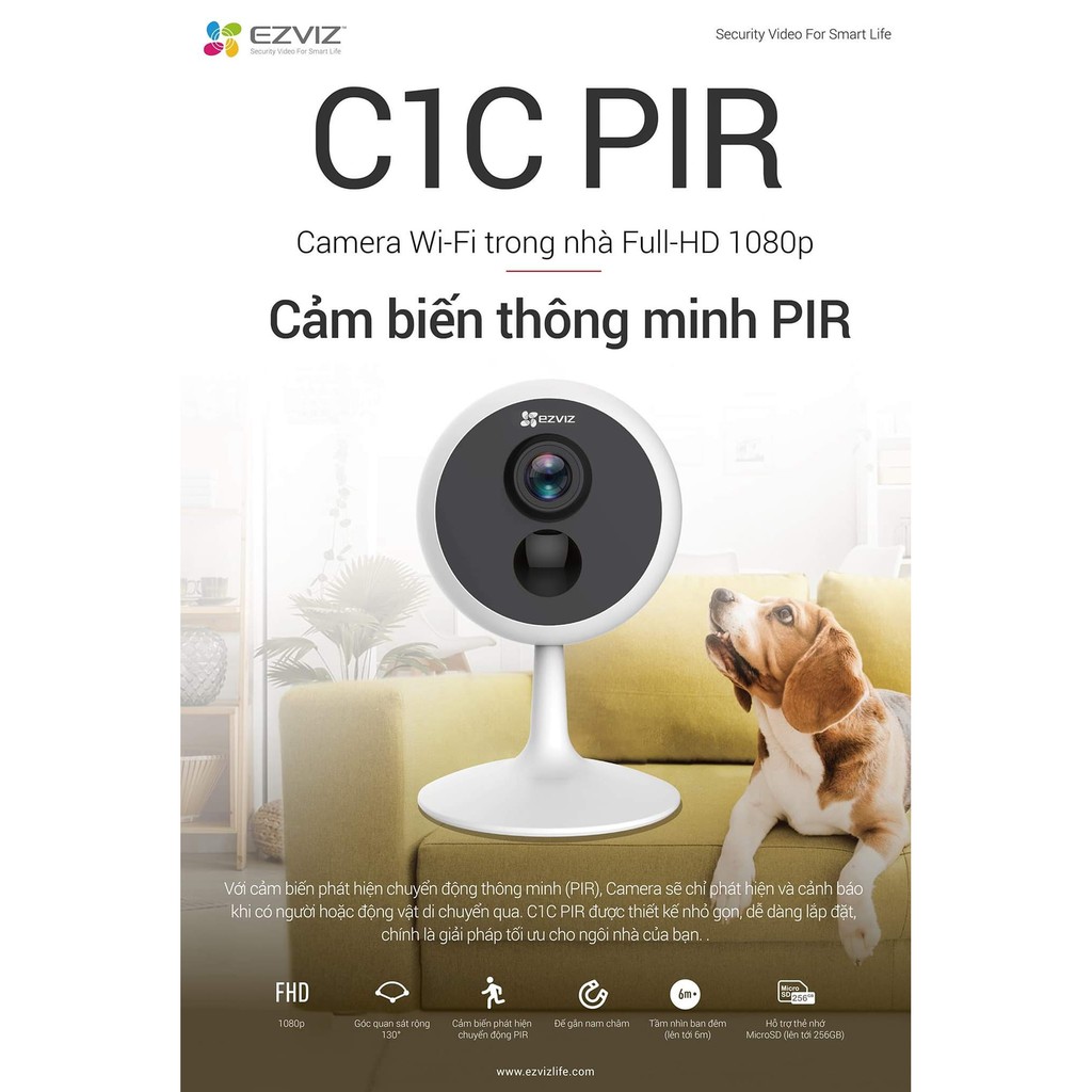 [MUA 2 TẶNG 1 QUÀ EZVIZ] Camera EZVIZ C1C B 1080P H265, đàm thoại 2 chiều , 2mp hàng chính hãng