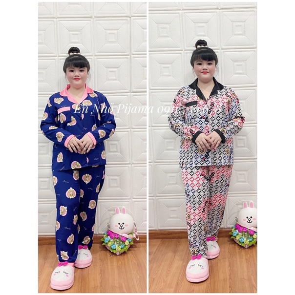 ( Big Size 63-80kg ) Set Bộ Ngủ Kate Lụa Tay Dài Quần Dài Bigsize 65-80kg | BigBuy360 - bigbuy360.vn