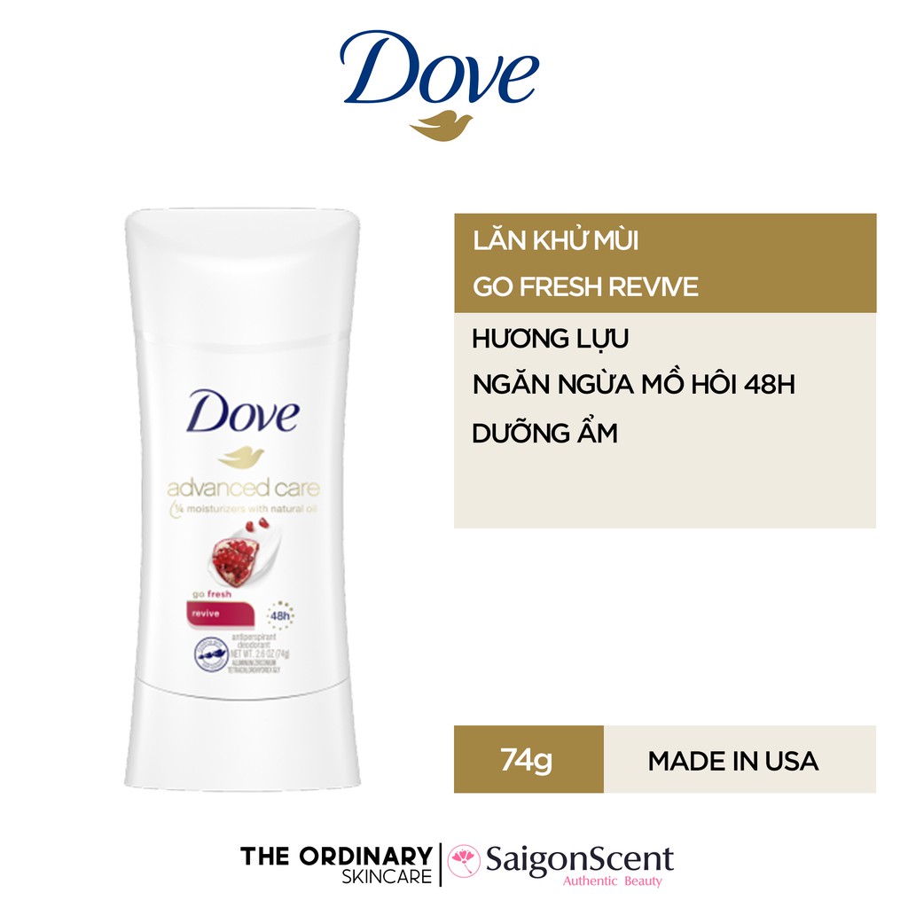 Lăn khử mùi Dove Advanced Care / Go Fresh Revive / Hương Lựu ( 74g )