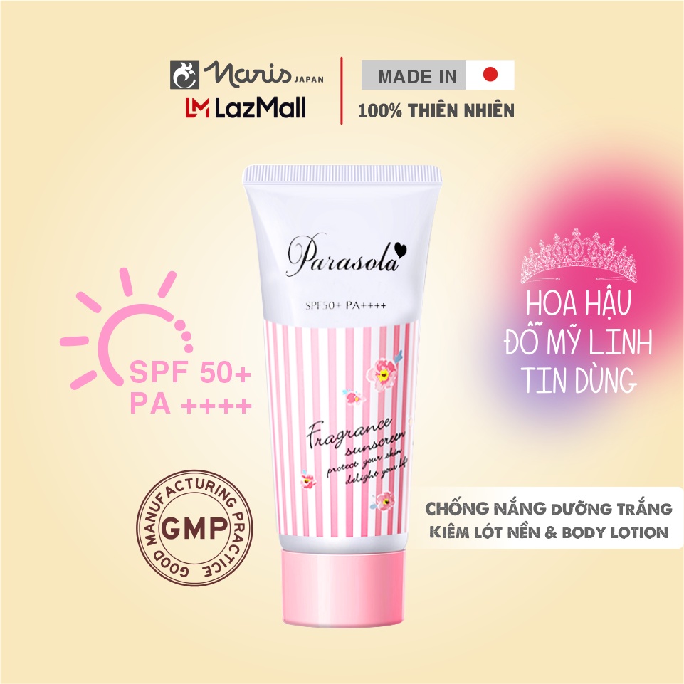Combo Gel &amp; Xịt Chống Nắng Chống Tia UVA-UVB, Thẩm Thấu Nhanh Naris Parasola UV SPF50+/PA++++ 90g
