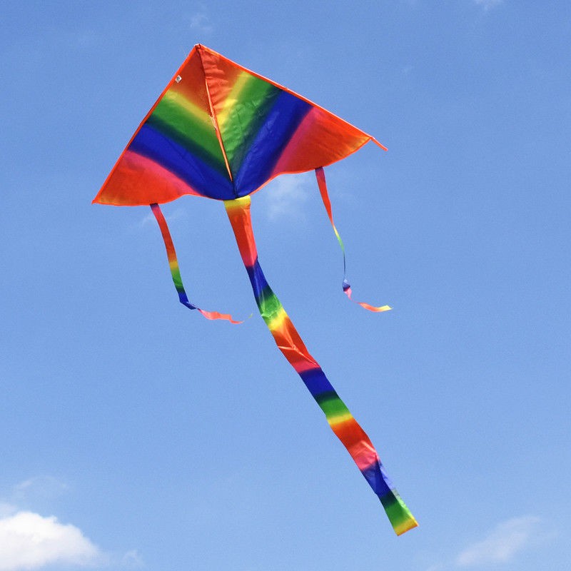 Diều trẻ em dễ bay và thả + dòng Rainbow Triangle Kite cho người mới bắt đầu Giao hàng miễn phí