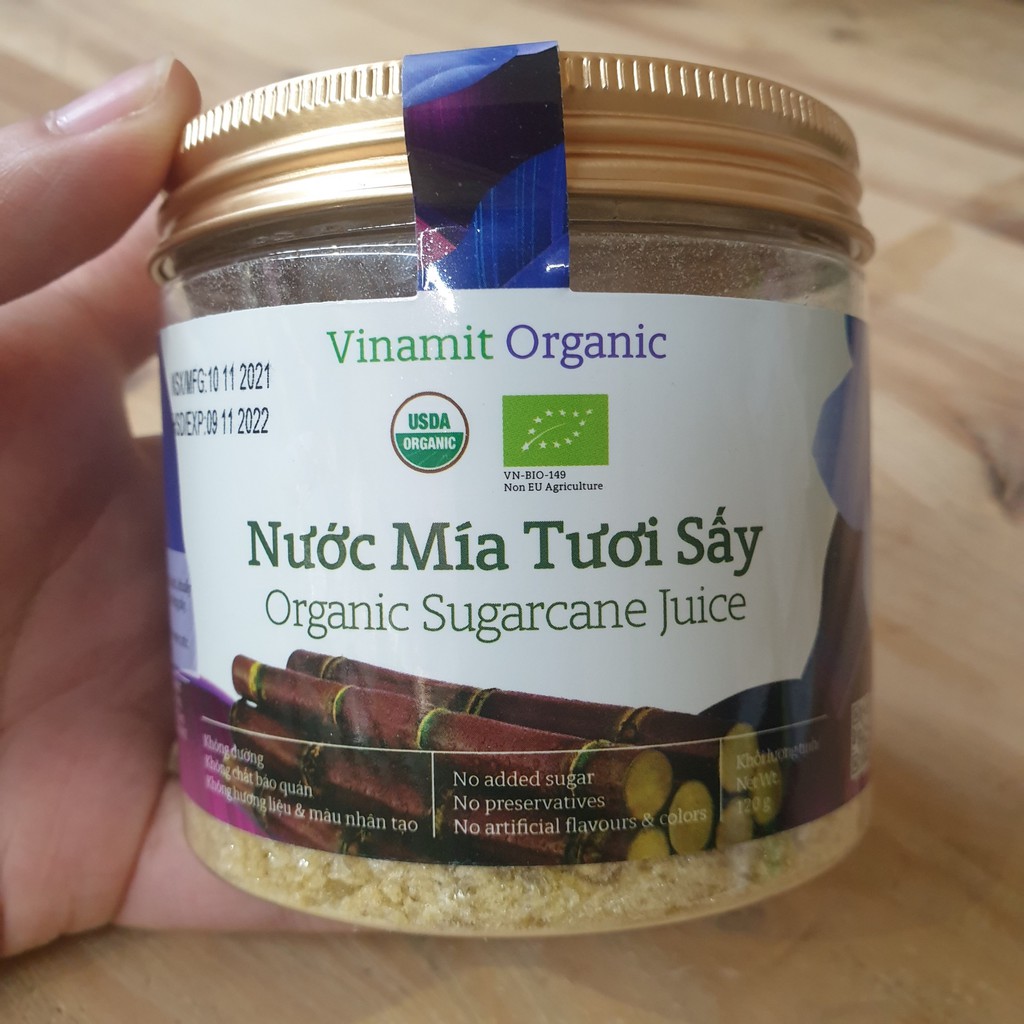 Nước mía tươi sấy hữu cơ Vinamit 120gr nước mía hữu cơ 100%