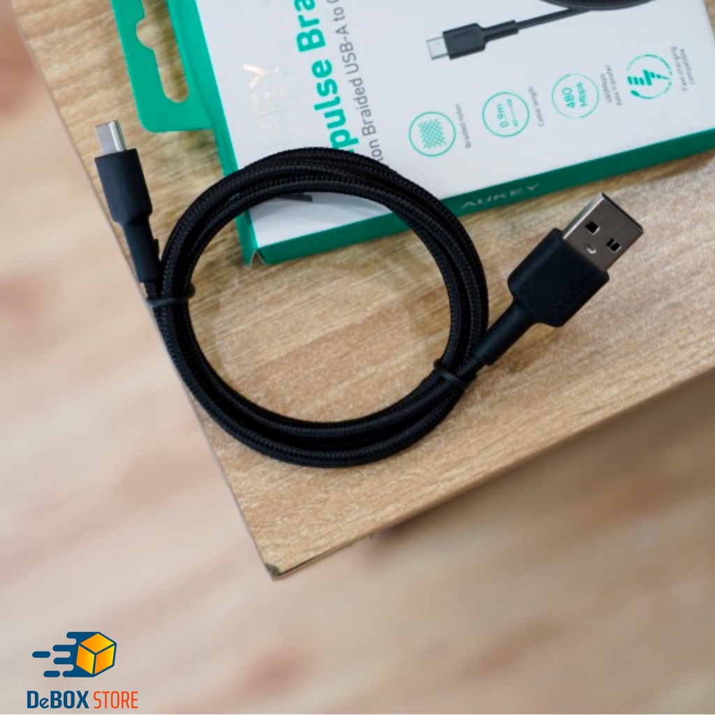【Giao Hỏa Tốc】Cáp Sạc Nhanh AUKEY USB-A to USB-C CB-CD30 Dài 0,9m,  Bọc Dù Cao Cấp - Hàng Chính Hãng Bảo Hành 18 Tháng