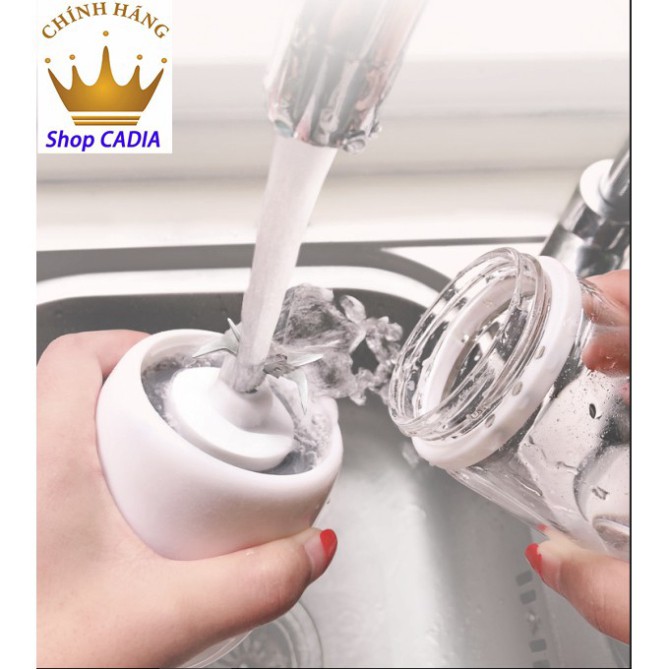 Máy xay sinh tố cầm tay bình thủy tinh 6 lưỡi sạc pin kèm dây sạc