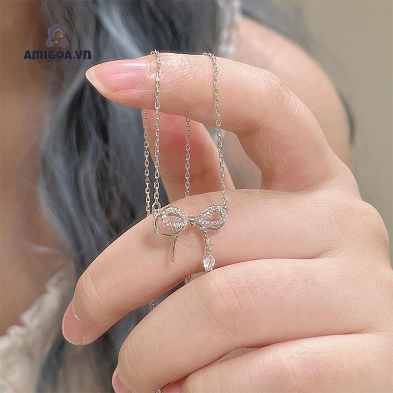 ✨✨Vòng cổ Thắt Nơ Hai Lớp Đính Đá Giọt Nước Sang Trọng Cho Nữ