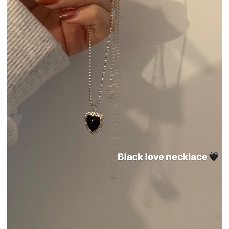 Vòng cổ mặt trái tim màu đen phong cách cổ điển Hàn Quốc cho nữ