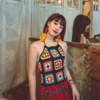 Áo Bikini đan móc thủ công phong cách dân tộc