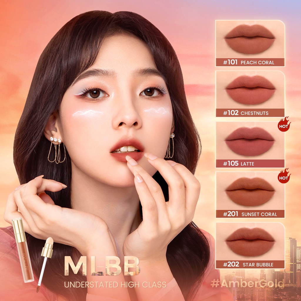 Son Lì FOCALLURE 2 Trong 1 Trọng Lượng Nhẹ Thoáng Khí Đa Dụng Kèm Cọ Xốp