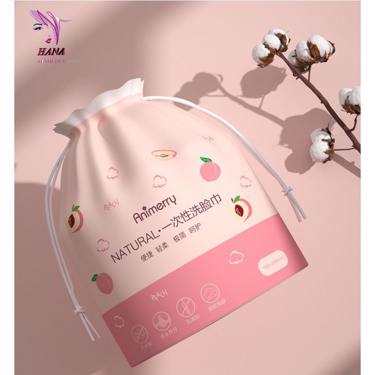 Khăn mặt khô Aminerry dùng 1 lần, tẩy trang lau khô lau ướt, khăn lau mặt trái đào siêu mềm, dai, mịn.