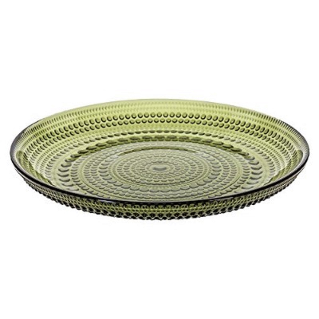 Đĩa thủy tinh Kastehelmi Iittala màu rêu, đường kính 17cm