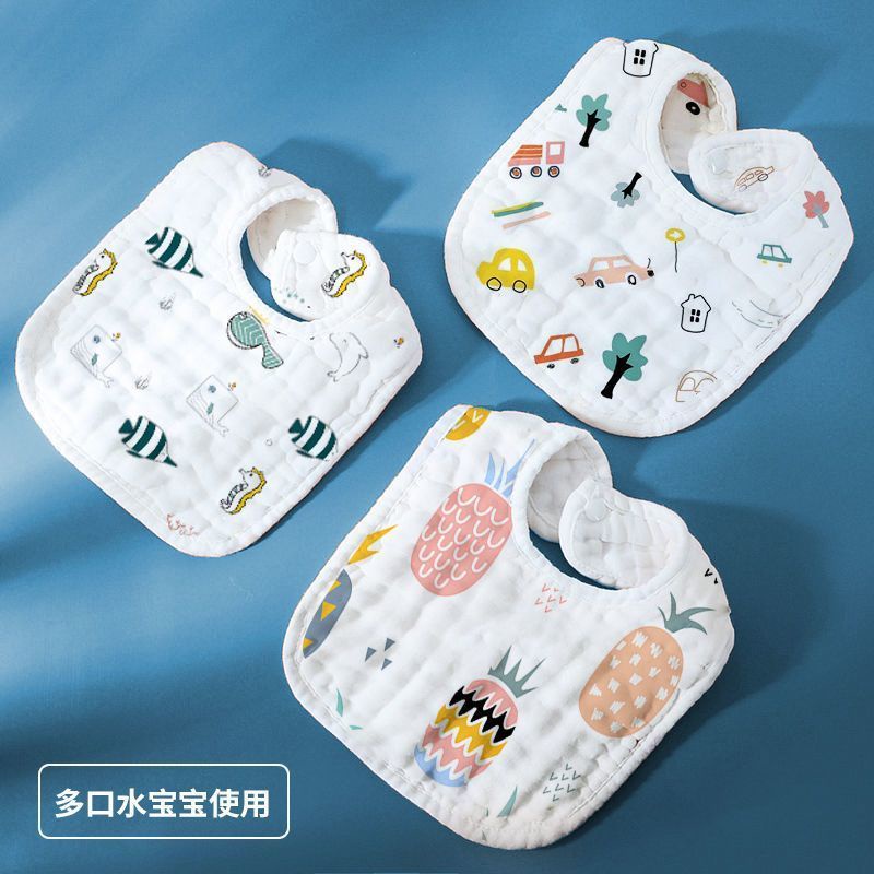 Yếm Ăn Cotton Dày Dặn Chống Thấm Nước 24 Giờ Dành Cho Bé