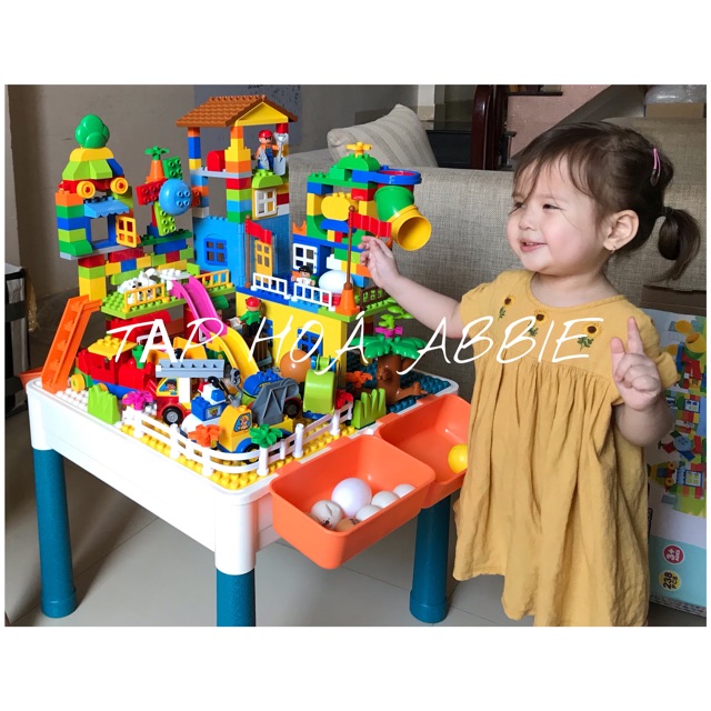 Bàn chơi lego cho bé hãng Funny Block, tương thích lego duplo